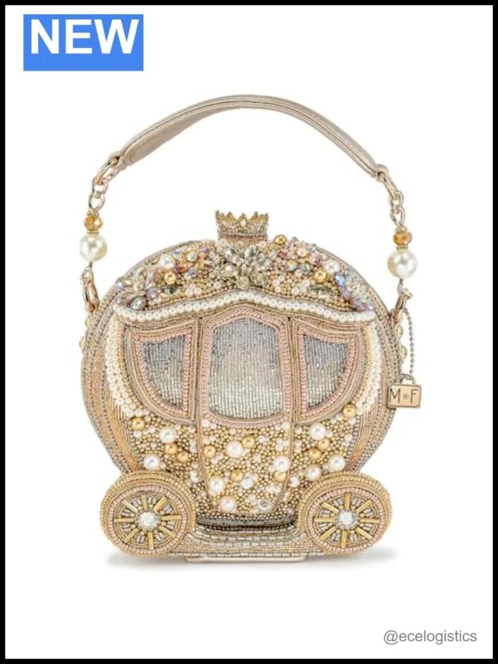 Mary Frances Dream Big Carriage Beaded Crossbody Bag Faux Leather